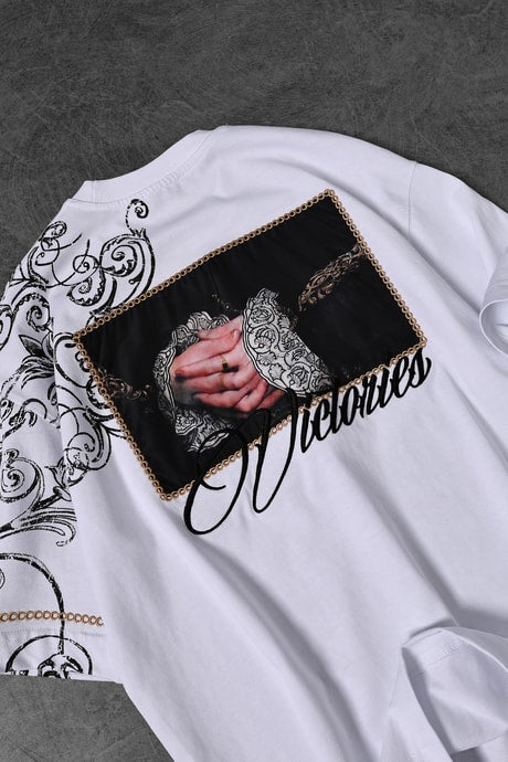 Men's White Victories Patch Embroidered Oversize T-shirt