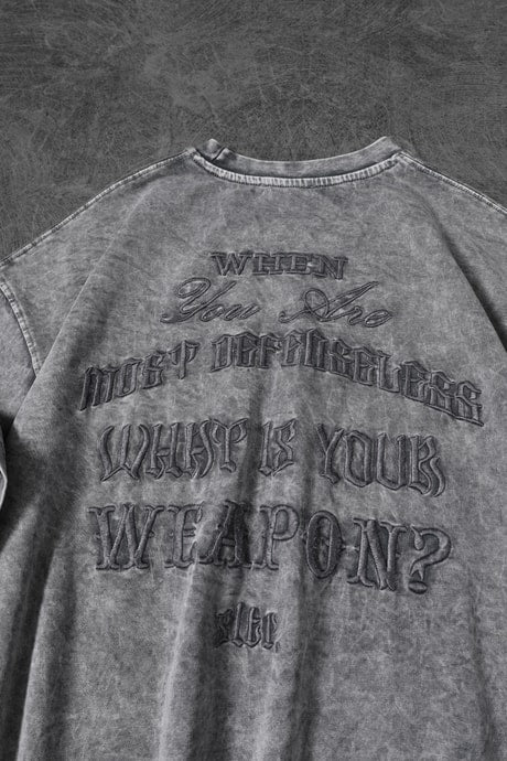 Men's Gray What's Your Weapon? Embroidered Custom Wash Oversize T-shirt