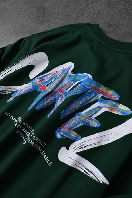 Men's Khaki Cartel Embossed Printed Oversize T-shirt