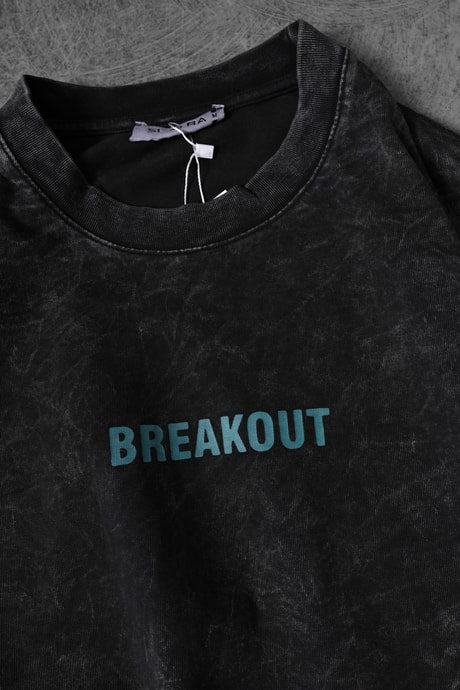 Men's Anthracite Snake Print Special Wash Fabric Oversize T-shirt