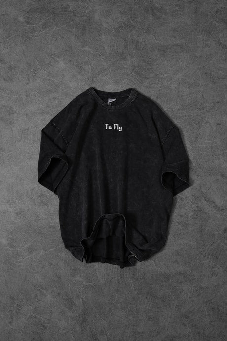 Men's Anthracite TO FLY Special Wash Fabric Oversize T-shirt