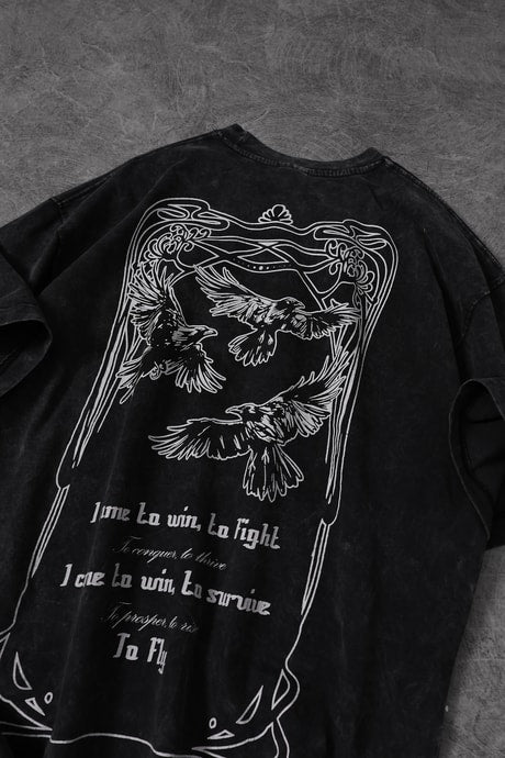 Men's Anthracite TO FLY Special Wash Fabric Oversize T-shirt