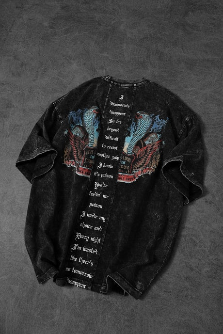 Men's Anthracite Viper Special Wash Fabric Oversize T-shirt