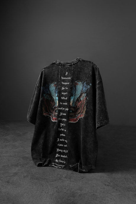 Men's Anthracite Viper Special Wash Fabric Oversize T-shirt