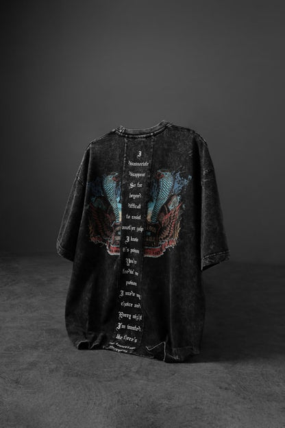 Men's Anthracite Viper Special Wash Fabric Oversize T-shirt