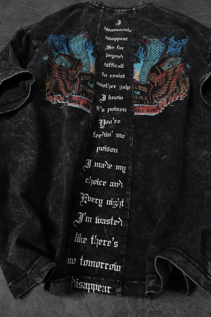 Men's Anthracite Viper Special Wash Fabric Oversize T-shirt