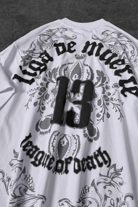 Men's White 13 Embossed Print Oversize T-shirt