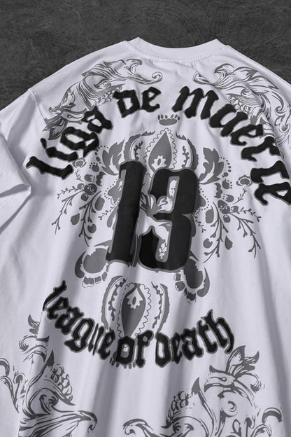 Men's White 13 Embossed Print Oversize T-shirt
