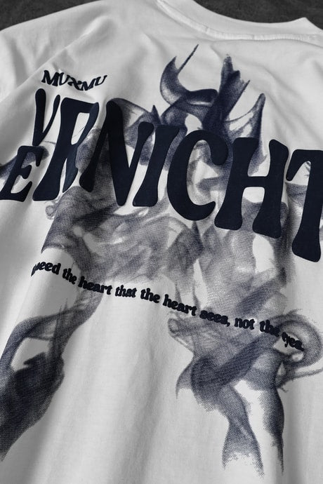 Men's White Vernichten Embossed Printed Oversize T-shirt