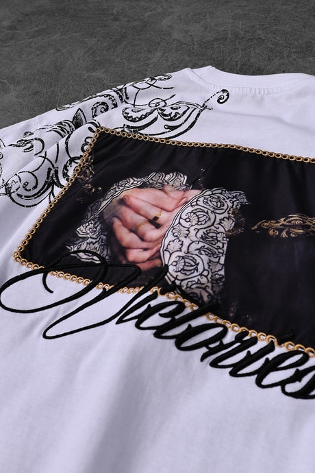 Men's White Victories Patch Embroidered Oversize T-shirt