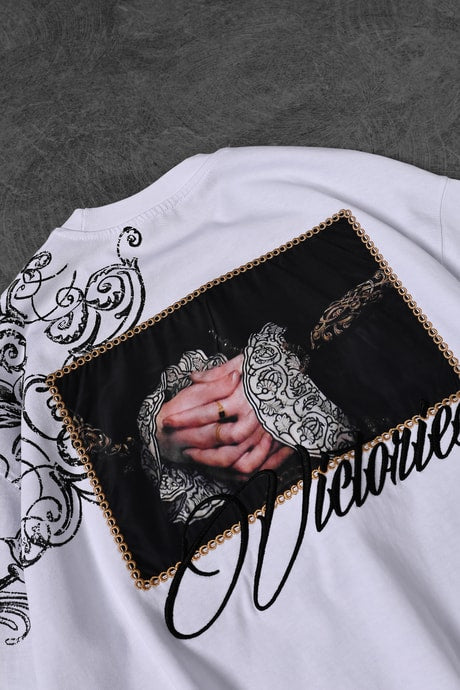Men's White Victories Patch Embroidered Oversize T-shirt