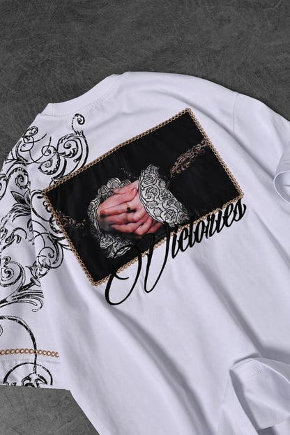 Men's White Victories Patch Embroidered Oversize T-shirt