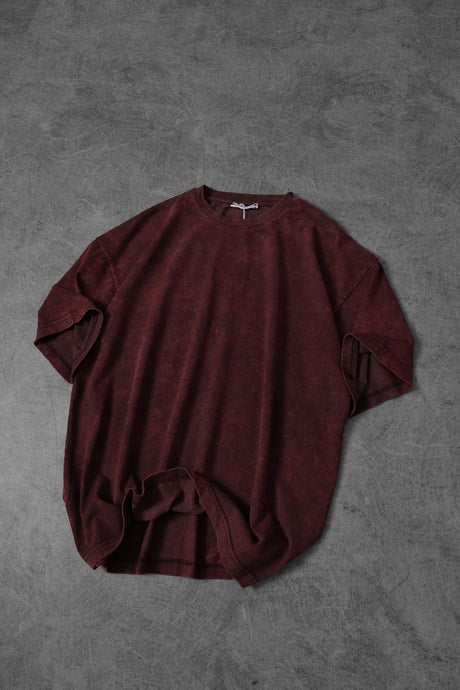 Men's Burgundy Special Wash Fabric Oversize T-shirt