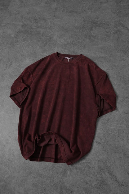 Men's Burgundy Special Wash Fabric Oversize T-shirt
