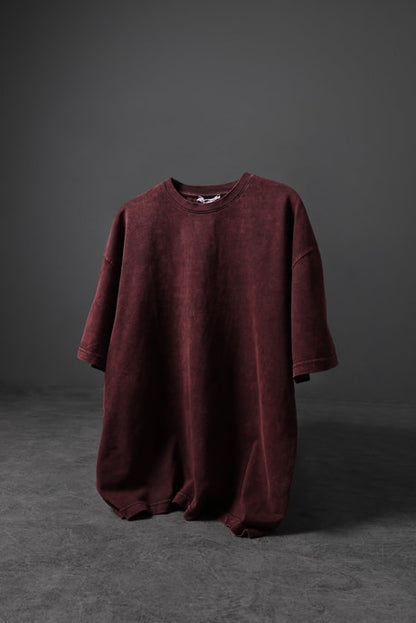 Men's Burgundy Special Wash Fabric Oversize T-shirt