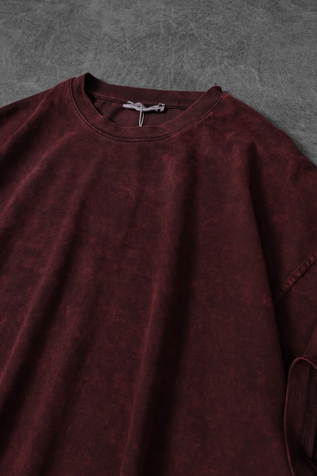 Men's Burgundy Special Wash Fabric Oversize T-shirt