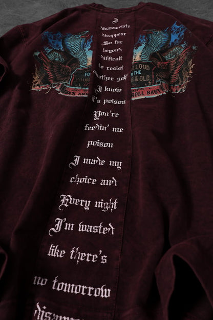 Men's Burgundy Viper Special Wash Fabric Oversize T-shirt