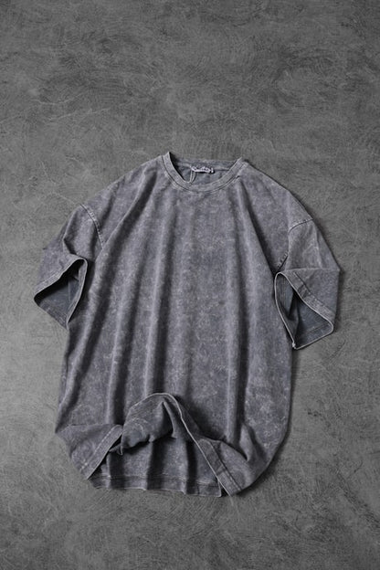 Men's Gray Special Wash Fabric Oversize T-shirt