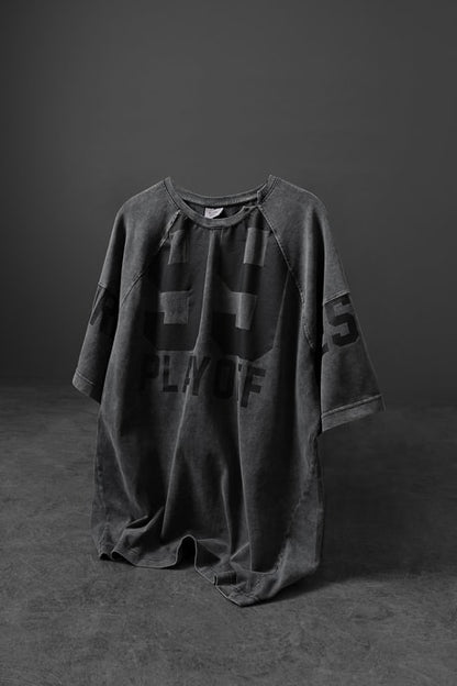 Men's Anthracite Play Off Special Wash Fabric Oversize T-shirt