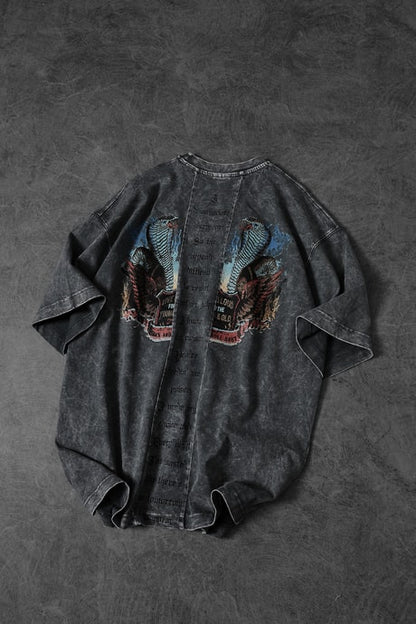 Men's Gray Viper Special Wash Fabric Oversize T-shirt