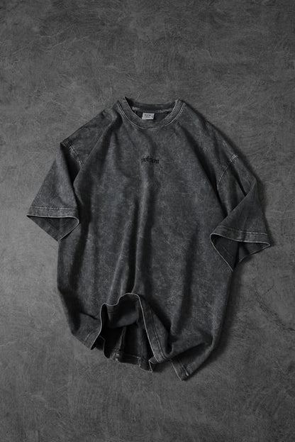 Men's Gray Viper Special Wash Fabric Oversize T-shirt