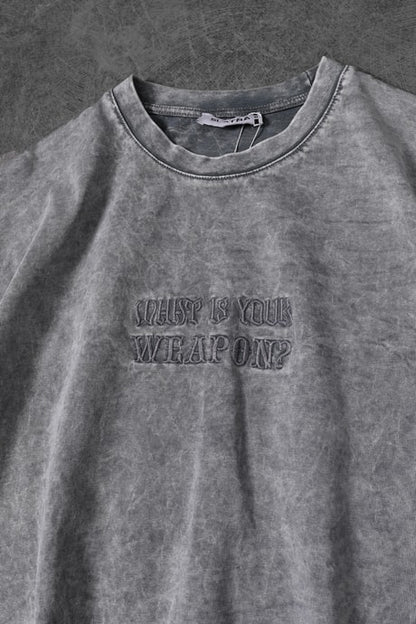 Men's Gray What's Your Weapon? Embroidered Custom Wash Oversize T-shirt