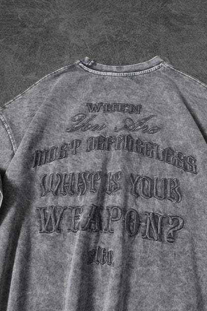 Men's Gray What's Your Weapon? Embroidered Custom Wash Oversize T-shirt