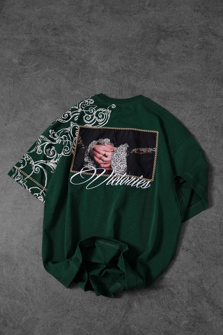 Men's Khaki Victories Patch Embroidered Oversize T-shirt