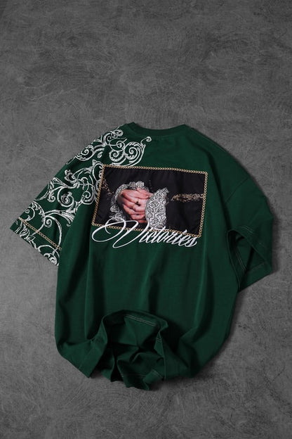 Men's Khaki Victories Patch Embroidered Oversize T-shirt