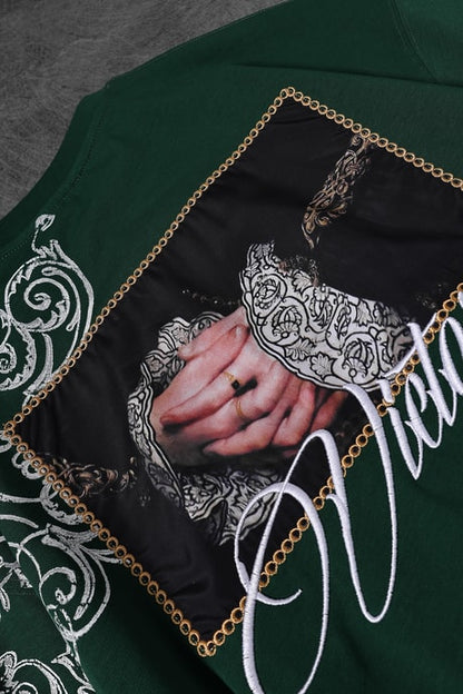 Men's Khaki Victories Patch Embroidered Oversize T-shirt