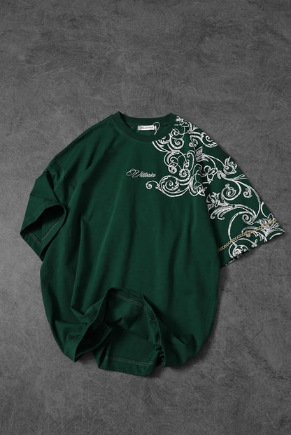 Men's Khaki Victories Patch Embroidered Oversize T-shirt