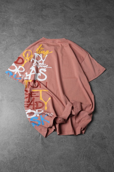 Men's Coral Side Printed Oversize T-shirt