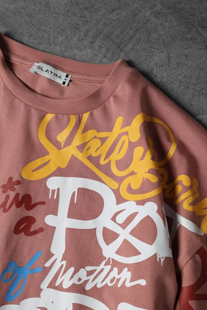 Men's Coral Side Printed Oversize T-shirt