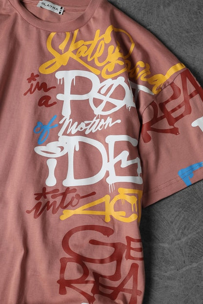 Men's Coral Side Printed Oversize T-shirt