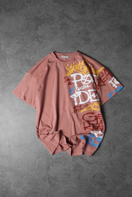 Men's Coral Side Printed Oversize T-shirt