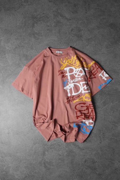 Men's Coral Side Printed Oversize T-shirt