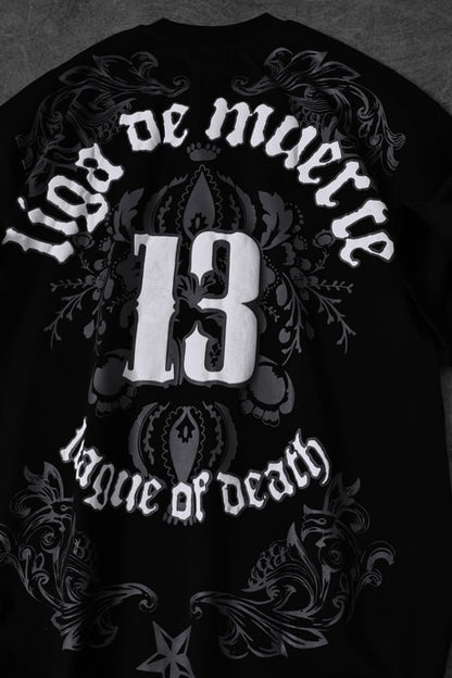 Men's Black 13 Embossed Print Oversize T-shirt