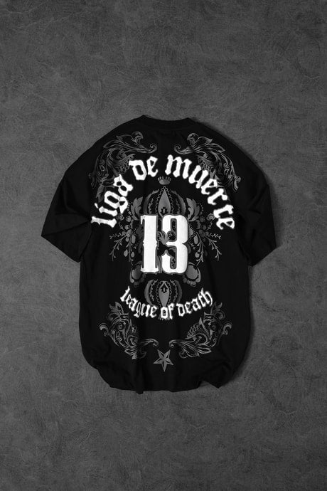 Men's Black 13 Embossed Print Oversize T-shirt