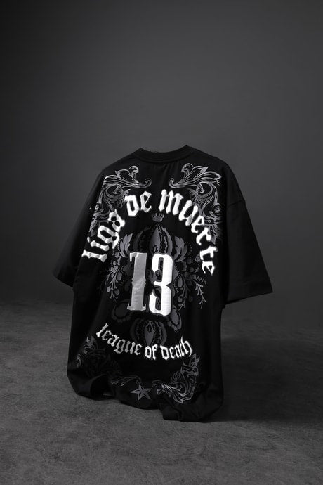 Men's Black 13 Embossed Print Oversize T-shirt