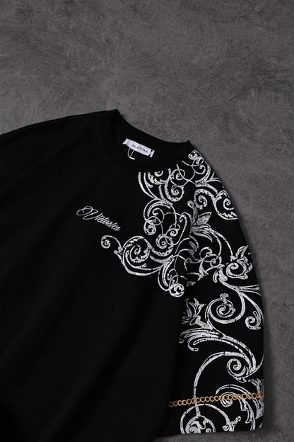 Men's Black Victories Patch Embroidered Oversize T-shirt