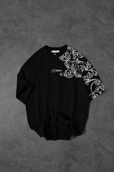 Men's Black Victories Patch Embroidered Oversize T-shirt