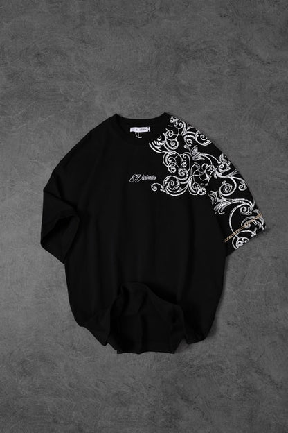 Men's Black Victories Patch Embroidered Oversize T-shirt